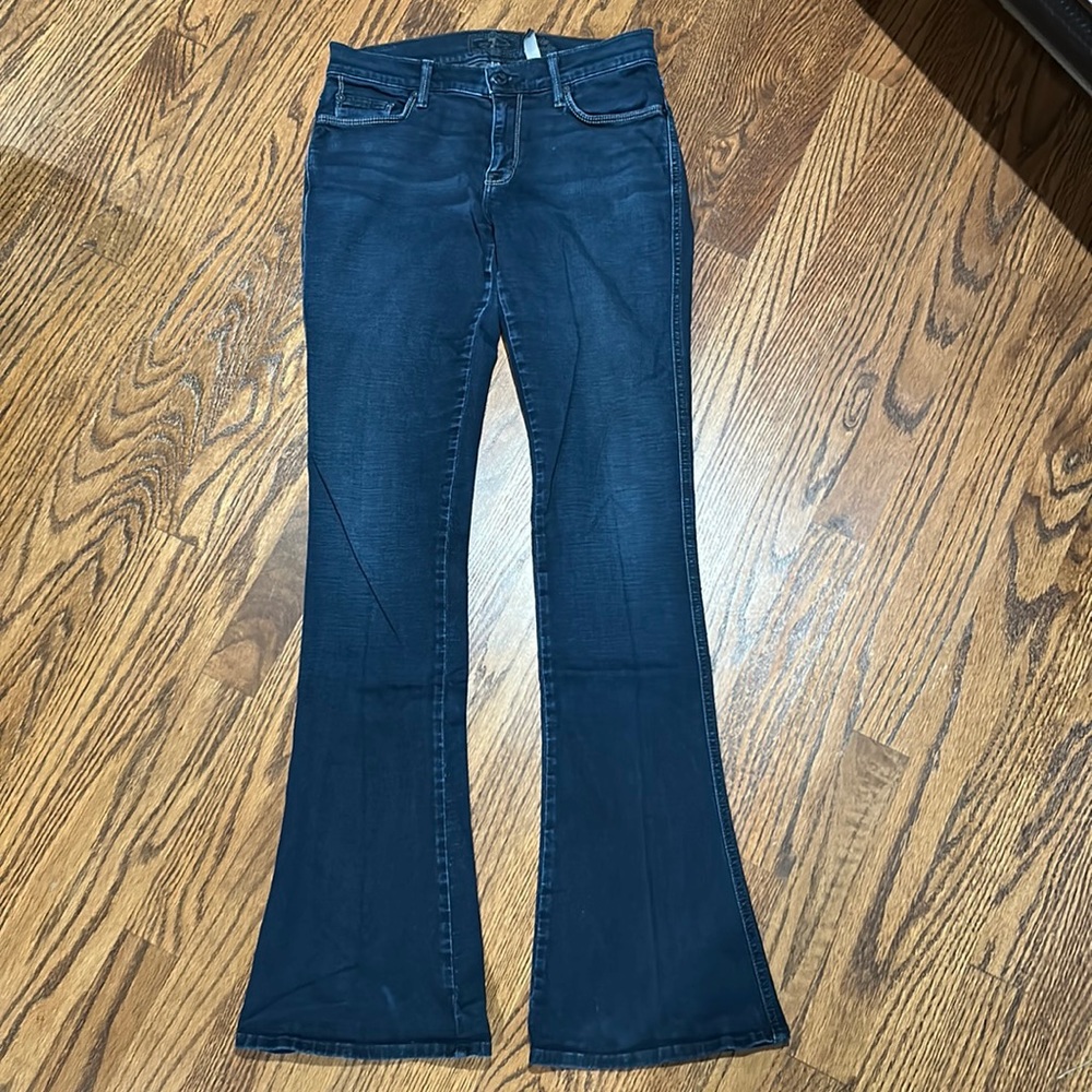 Seven for all mankind lowrise boot, cut denim jean.
